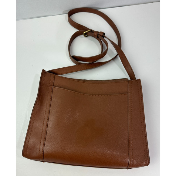 FRYE and Co. Soft Pebbled Vegan Faux Leather Crossbody Bag Brown Shoulder Purse - Picture 6 of 9